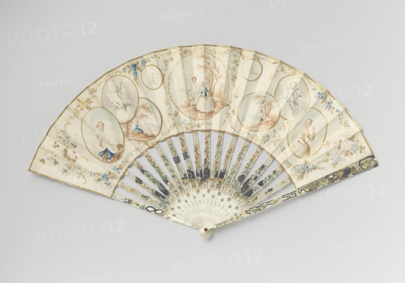 Folding fan with seated woman, c.1775-c.1780. Creator: Anon.