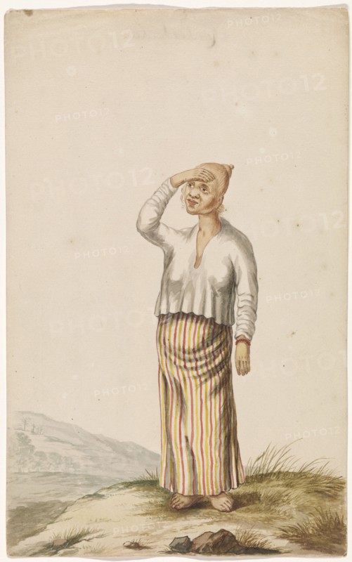 Woman with albinism covering her eyes, c.1675-c.1725.  Creator: Anon.