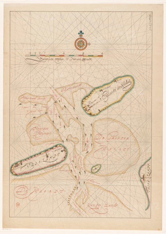 Vlieland map, Terschelling, part of Friesland and the surrounding sandbanks, c.1620-c.1699. Creator: Anon.