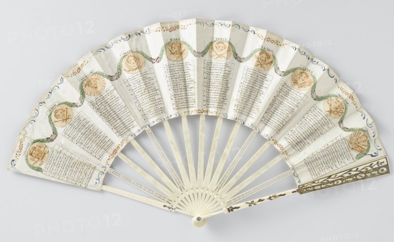 Folding paper fan on ivory frame, c.1780-c.1790. Creator: Anon.