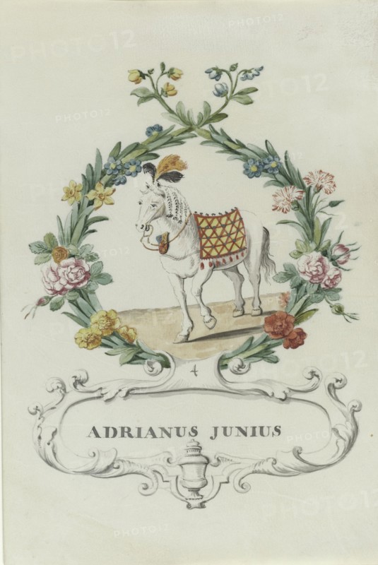 Cartoon of Adrianus Junius, 1710-1720. Creator: Anon.