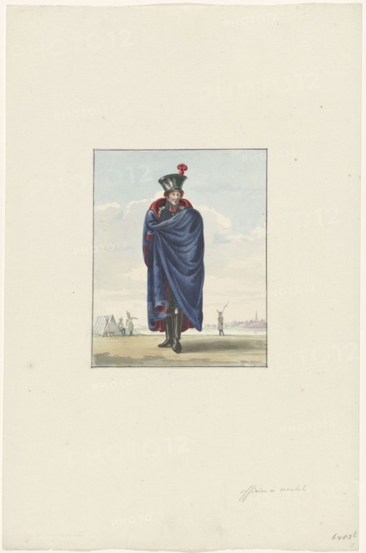 Officer in cape, 1830-1831.  Creator: Anon.