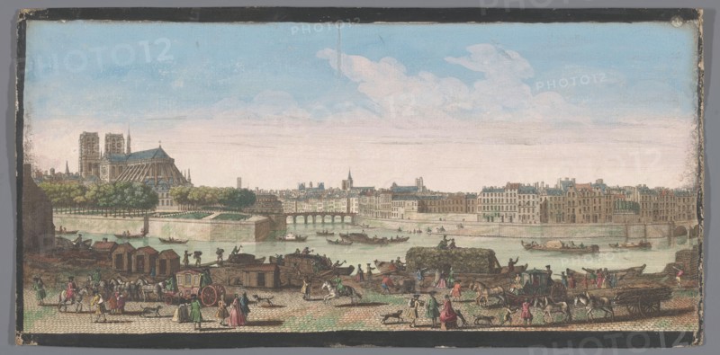 View of the city of Paris seen from the Quai de Miramion, 1700-1799. Creators: Anon, Jacques Rigaud.