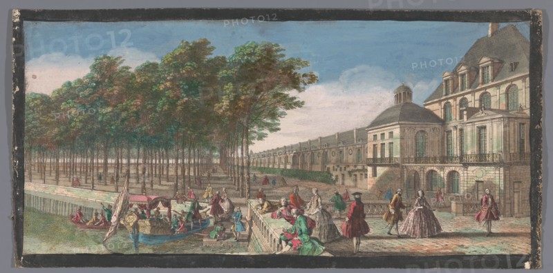 View of the Cour de la Fontaine of the Palais de Fontainebleau, 1700-1799. Creators: Anon, Jacques Rigaud.