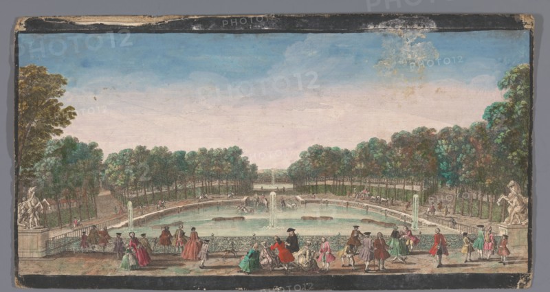 View of the drinking pond of the garden of the Château de Marly, 1700-1799. Creators: Anon, Jacques Rigaud.