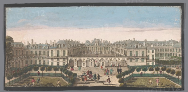 View of the Palais Royal in Paris, 1700-1799. Creators: Anon, Jacques Rigaud.