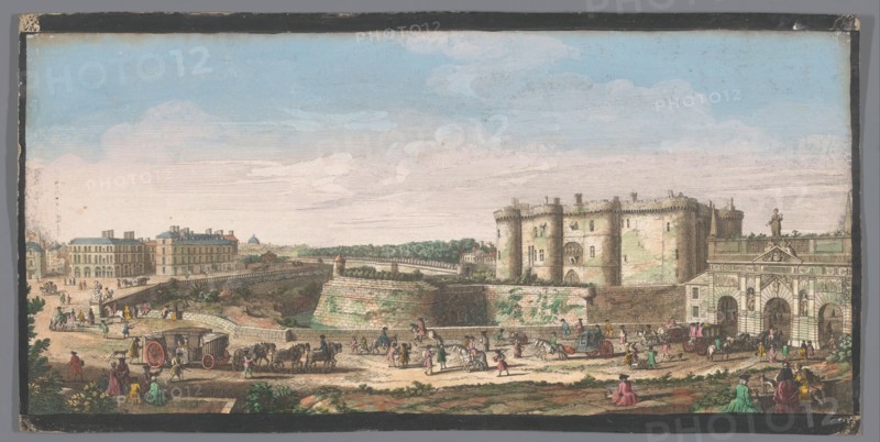 View of the Bastille and Porte Saint-Antoine in Paris, 1700-1799. Creators: Anon, Jacques Rigaud.