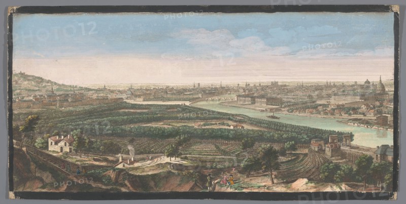 View of the city of Paris seen from the village of Chaillot, 1700-1799. Creators: Anon, Jacques Rigaud.