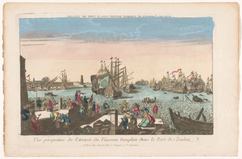 View of the arrival of the ship Dauphin in the port of Toulon, 1700-1799. Creator: Anon.
