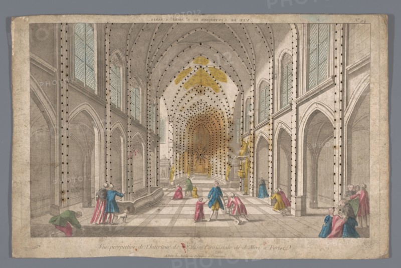 View of the interior of the Eglise Saint-Merri in Paris, 1700-1799. Creator: Anon.