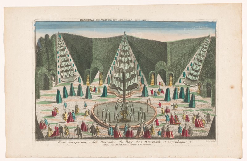 View of cascades in The King's Garden in Denmark, Copenhagen, 1700-1799. Creator: Anon.