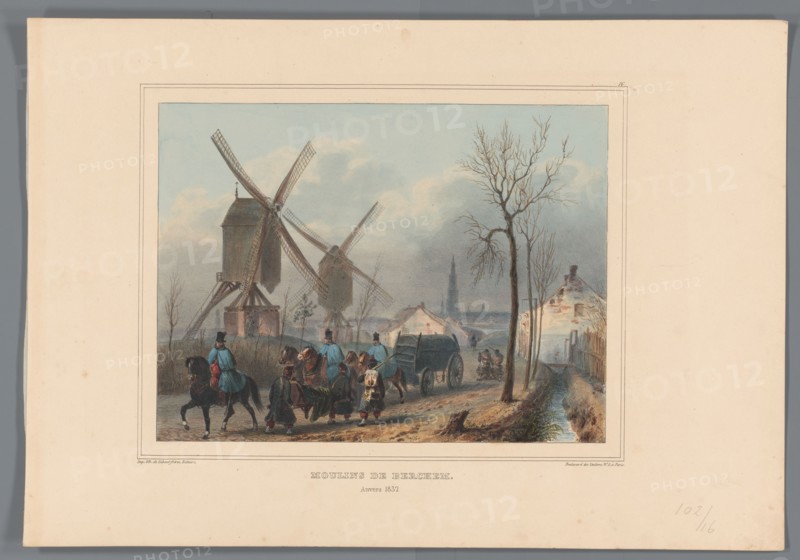 Mills of Berchem, 1832, (1833).  Creator: Auguste Raffet.
