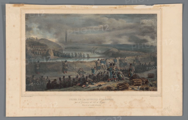 Conquest of the Lunette St. Laurent, 1832, (1833). Creator: Auguste Raffet.