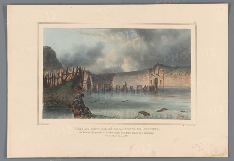 Destroyed bridge, 1832, (1833).  Creator: Auguste Raffet.