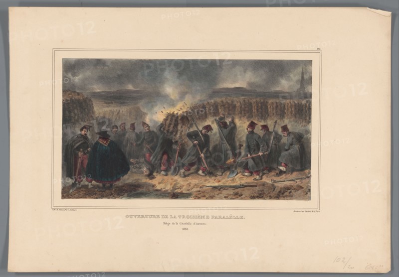 Soldiers dig a trench, 1832, (1833).  Creator: Auguste Raffet.