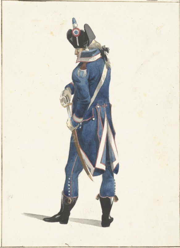 Soldier who pulls his saber, 1758-1805. Creator: Dirk Langendijk.