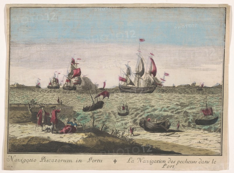 View of fishing boats in a port, 1700-1799. Creator: Unknown.