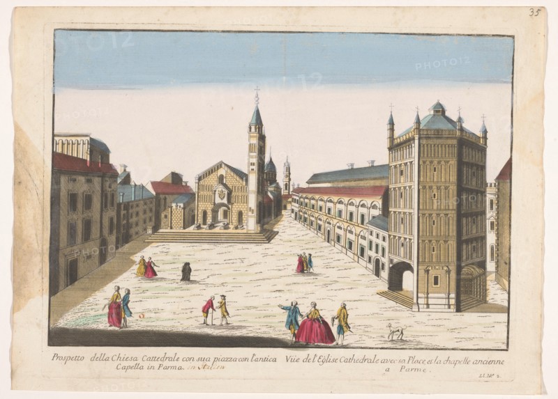 View of the Dom and the Baptisterium in Parma, 1700-1799. Creator: Unknown.