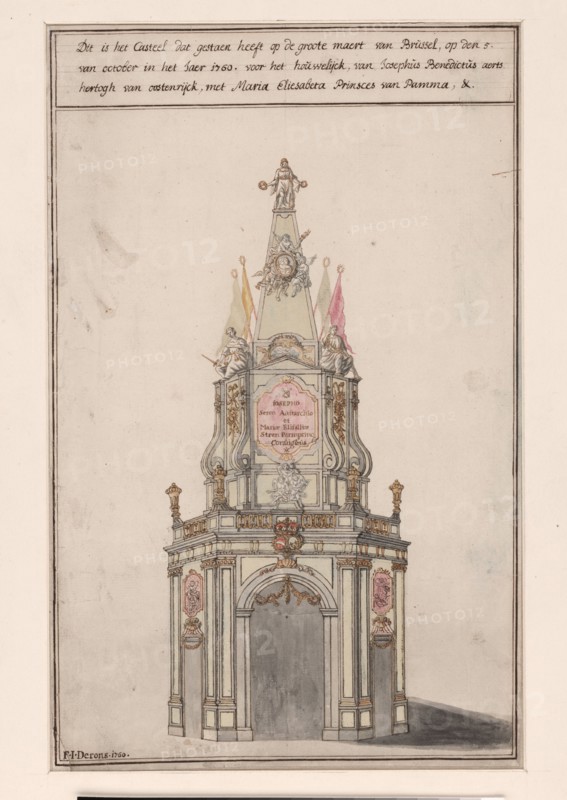 The Castle in Brussels...marriage of Joseph II and Maria Isabella van Parma, 1760, (1760).  Creator: Ferdinandus Josephus de Rons.