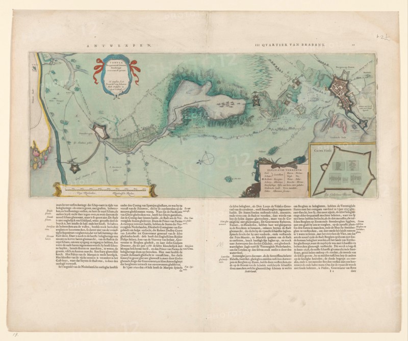 Map of the area between Bergen op Zoom and Steenbergen, 1630. Creator: Franciscus van Schooten.