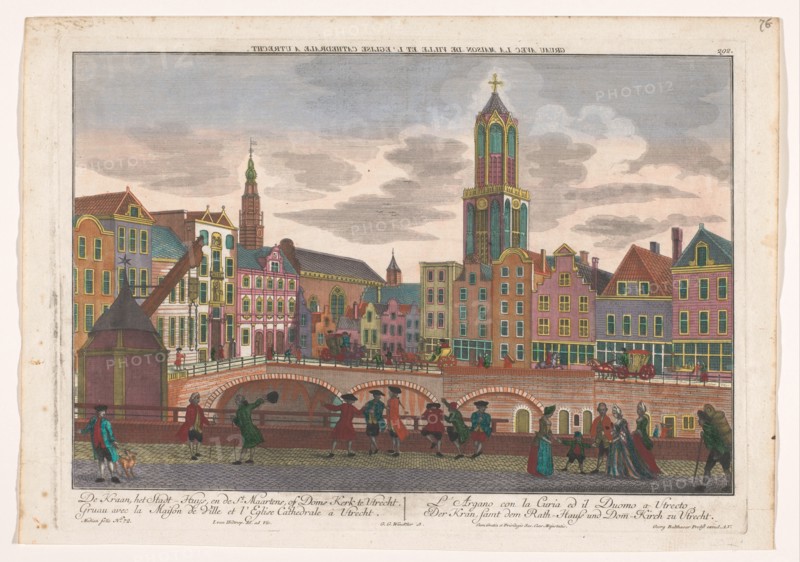 View of the Vismarkt in Utrecht, seen towards the town hall and the Dom tower, 1742-1801. Creator: Georg Gottfried Winckler.