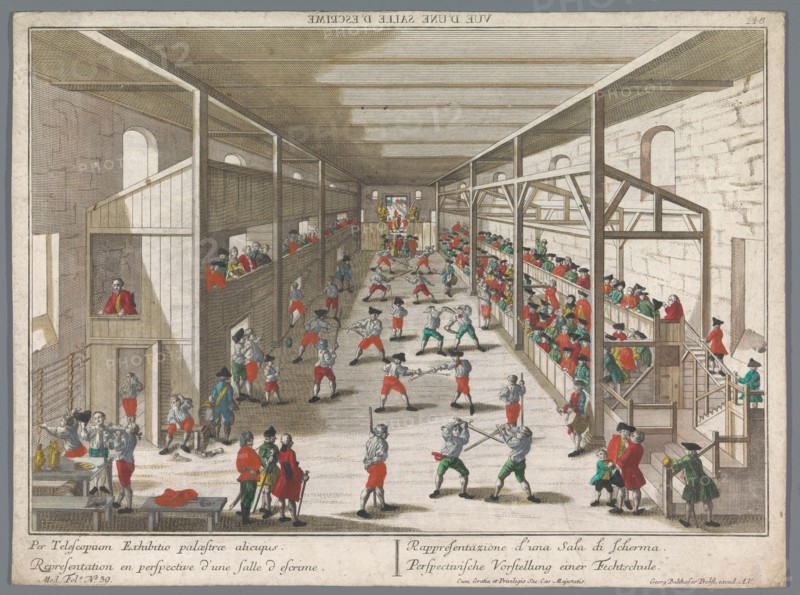 View of a fencing school, 1742-1801. Creator: Anon.
