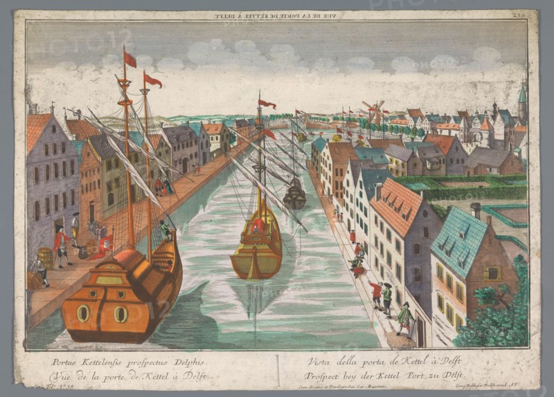 View of a canal in the vicinity of the Ketelpoort in Delft, 1742-1801. Creator: Anon.