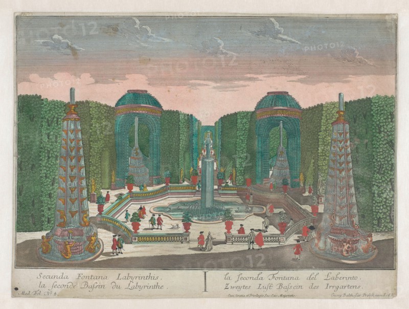 View of the second water basin in the labyrinth of a garden, 1742-1801. Creator: Anon.