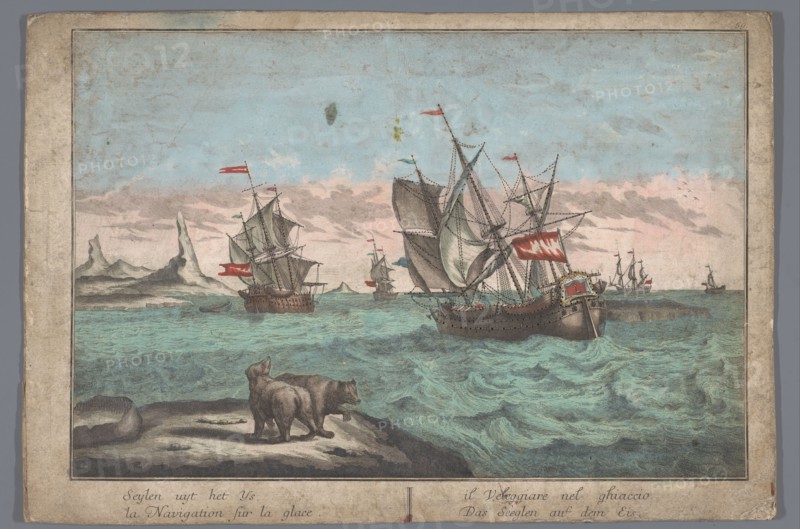 View of ships sailing in the Arctic, 1742-1801.  Creator: Anon.