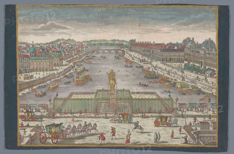 View of the Pont Neuf over the Seine River in Paris, towards the Pont Royal, 1742-1801. Creator: Anon.
