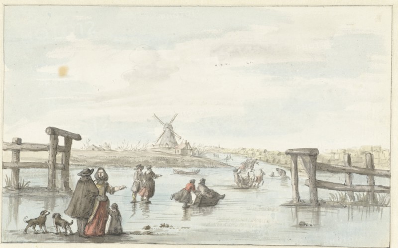 Winter view at Zwarte Water (Black Water) near Zwolle (?), 1661-1693. Creator: Gerrit Grasdorp.