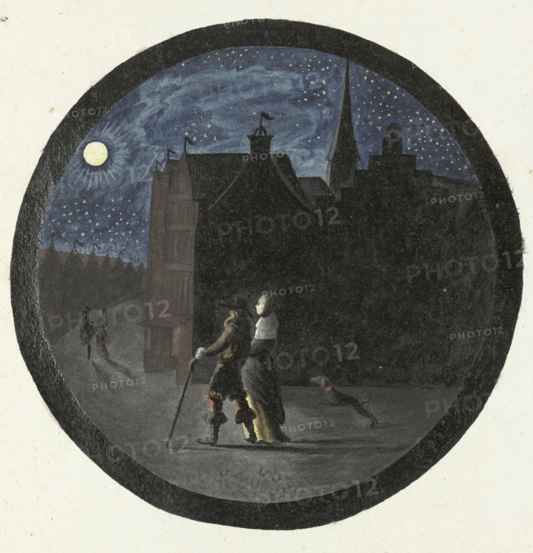 Couple walking in moonlight, in or after c.1654-in or before c.1659. Creator: Gesina ter Borch.