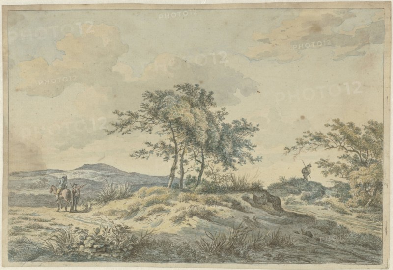 Landscape with rider and pedestrian, 1781-1822. Creator: Hermanus Fock.