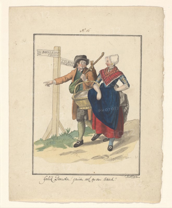 Farmer and wife from Cromhout, 1803-c.1899.  Creator: J. Enklaar.