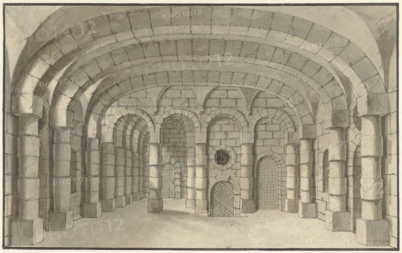 Dungeon - design for a stage set, 1700-1800.  Creator: J.A. Tempelier.