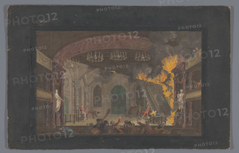 View of the fire on the stage of the Schouwburg in Amsterdam on 11 May 1772, (1772-1799).  Creator: Anon.