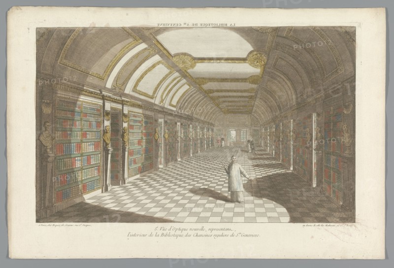 View of the library of the Sainte-Geneviève abbey in Paris, 1735-1805. Creator: Unknown.