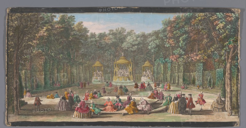 View of the Bosquet des Bains d’Apollon in the garden of Versailles, c.1691-after 1753. Creator: Jacques Rigaud.