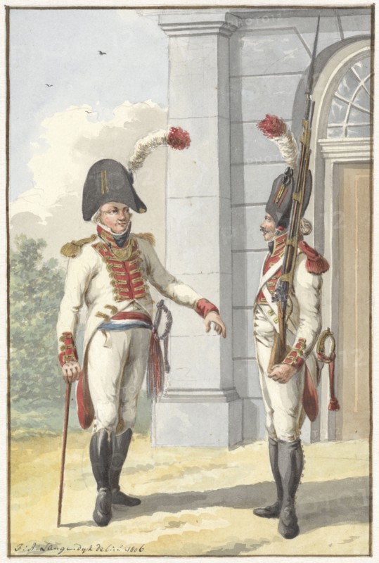 Grenadier Officer and the municipality of the Livonian Guard, 1806. Creator: Jan Antony Langendijk.