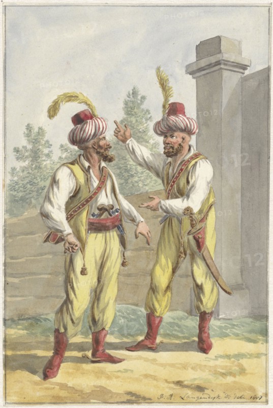 Two guards of King Louis Napoleon with turbans, 1807. Creator: Jan Antony Langendijk.