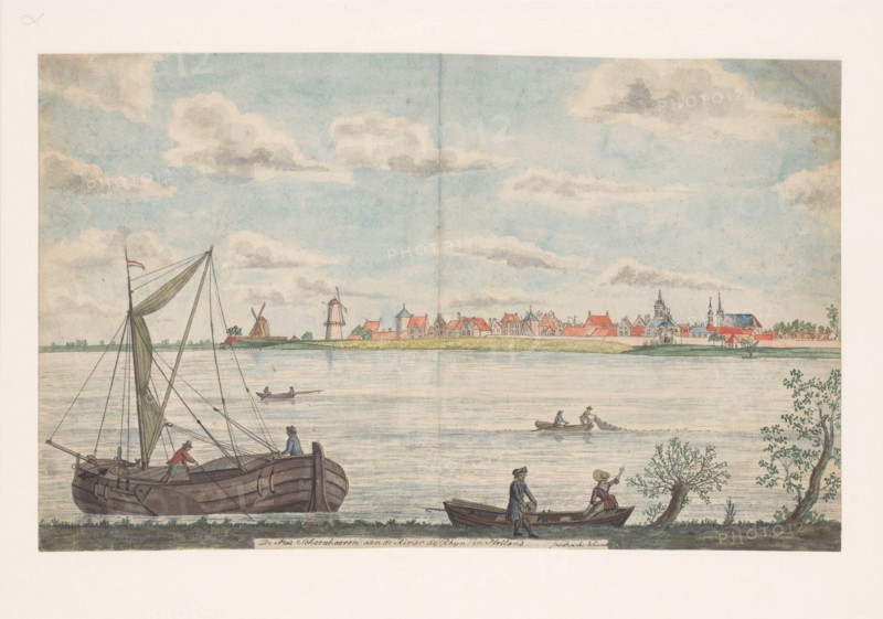 The town of Schoonhoven on the River Rhine in Holland, 1787. Creator: Jan Brandes.