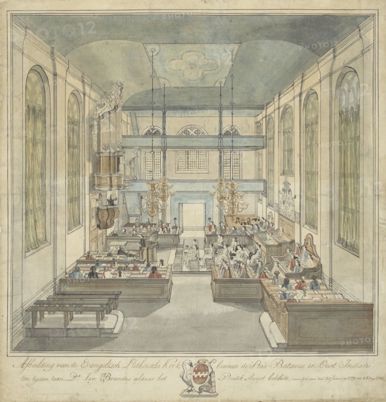 Evangelical Lutheran Church within the city of Batavia in the East Indies, c.1785. Creator: Jan Brandes.