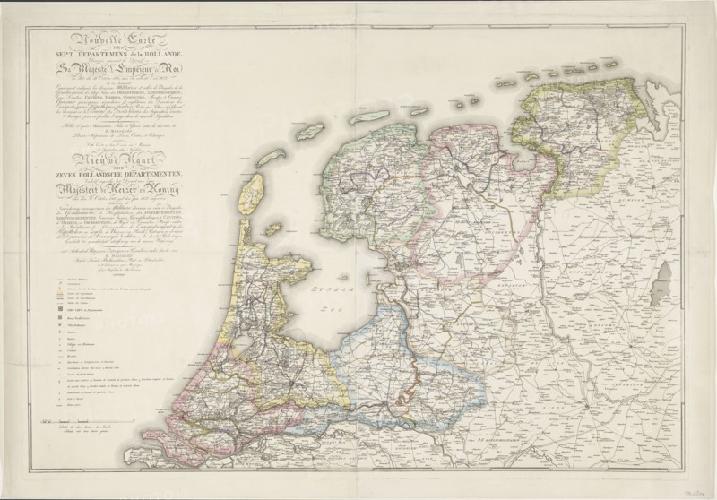 Nouvelle Carte des Sept Departemens de la Hollande/ New map of the seven Dutch...(1811-1812).  Creator: Jan Gerritsz. Visser.