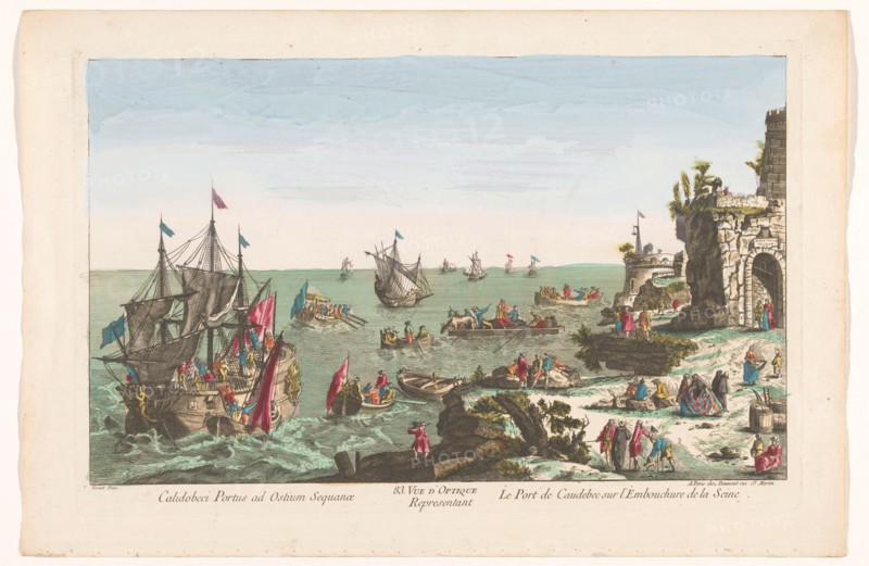 View of the harbour in Caudebec near the mouth of the Seine River, 1745-1775. Creator: Anon.