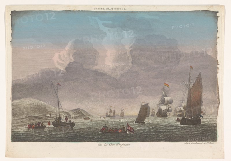 View of the coast of England with ships and boats on the water, 1745-1775. Creator: Anon.