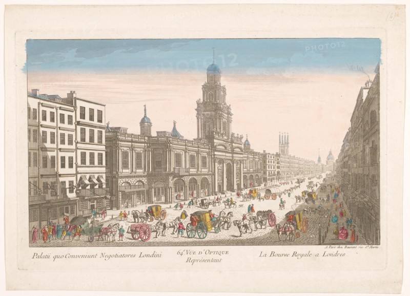 View of the Royal Exchange in London, 1745-1775. Creator: Anon.