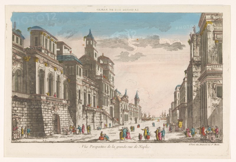 View on a street towards the sea in Naples, 1745-1775. Creator: Anon.