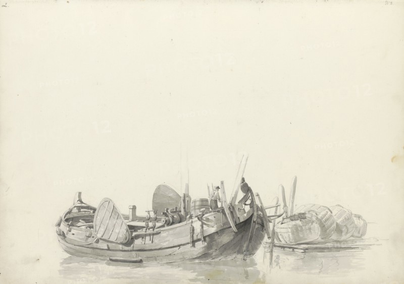 Moored boat at a jetty, 1797-1838. Creator: Johannes Christiaan Schotel.