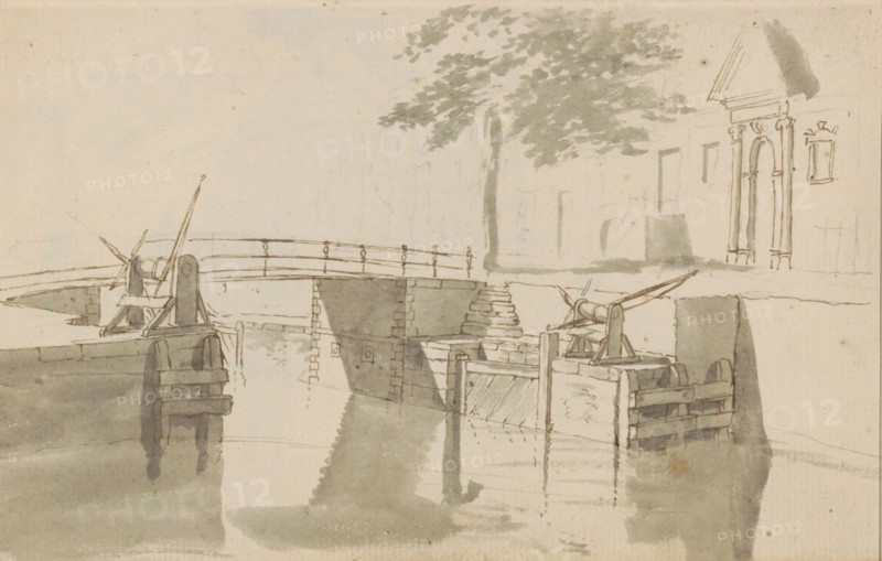 Canal with lock, c.1783-c.1797. Creator: Johannes Huibert Prins.