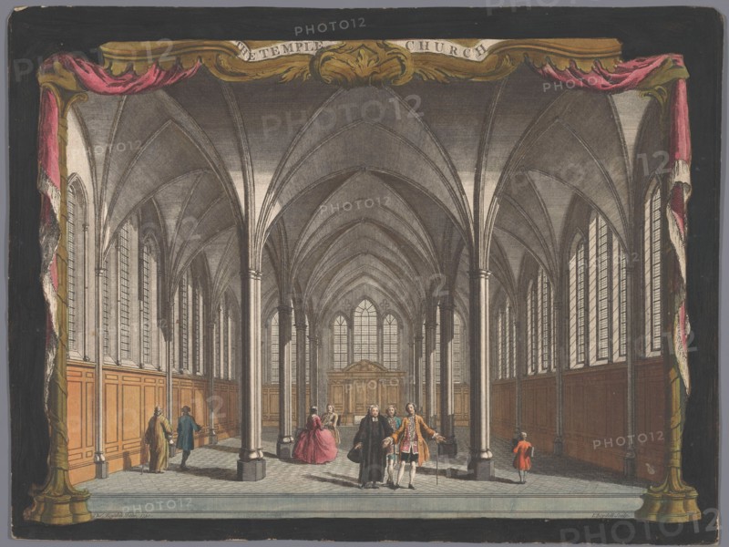 View of the interior of the Temple Church in London, 1750. Creator: Anon.
